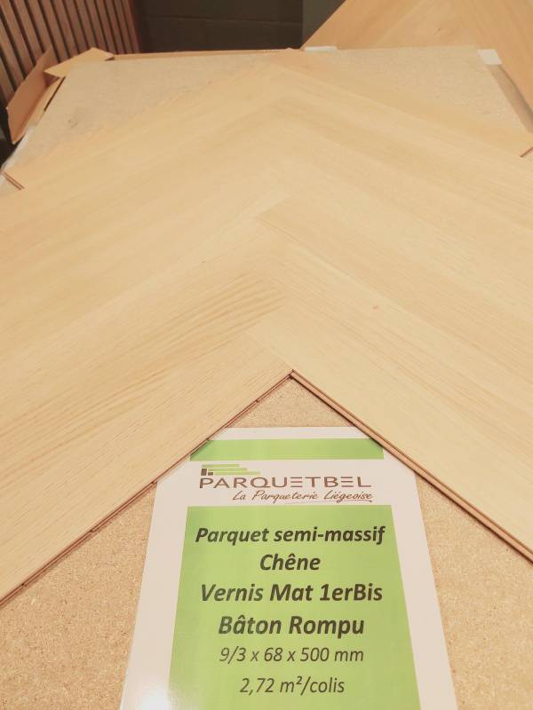 Parquet chêne semi-massif Bâton Rompu Vernis Naturel Mat 9/3 1erBis