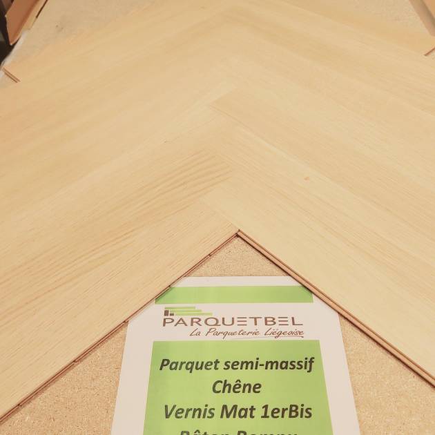 Parquet chêne semi-massif Bâton Rompu Vernis Naturel Mat 9/3 1erBis