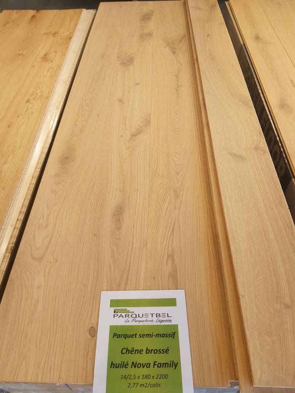 Parquet chêne semi-massif 14/2,5 x 180 x 2200 Huilé Naturel Nova Family 1erBis