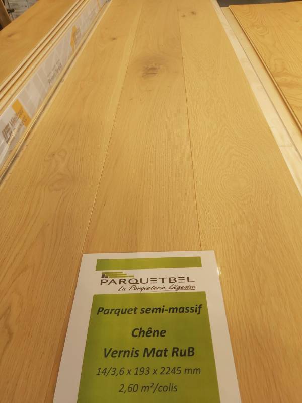 Parquet chêne semi-massif 14/3,6 x 193 x 2245 Vernis Naturel Mat RuB